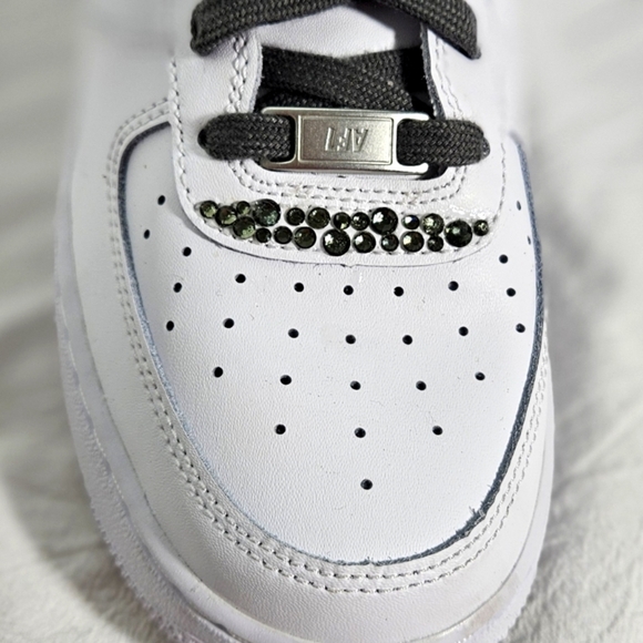 ?New Nike Air Force1 Sneaker Shoes Custom w/ Black Rhinestone Crystals ?
